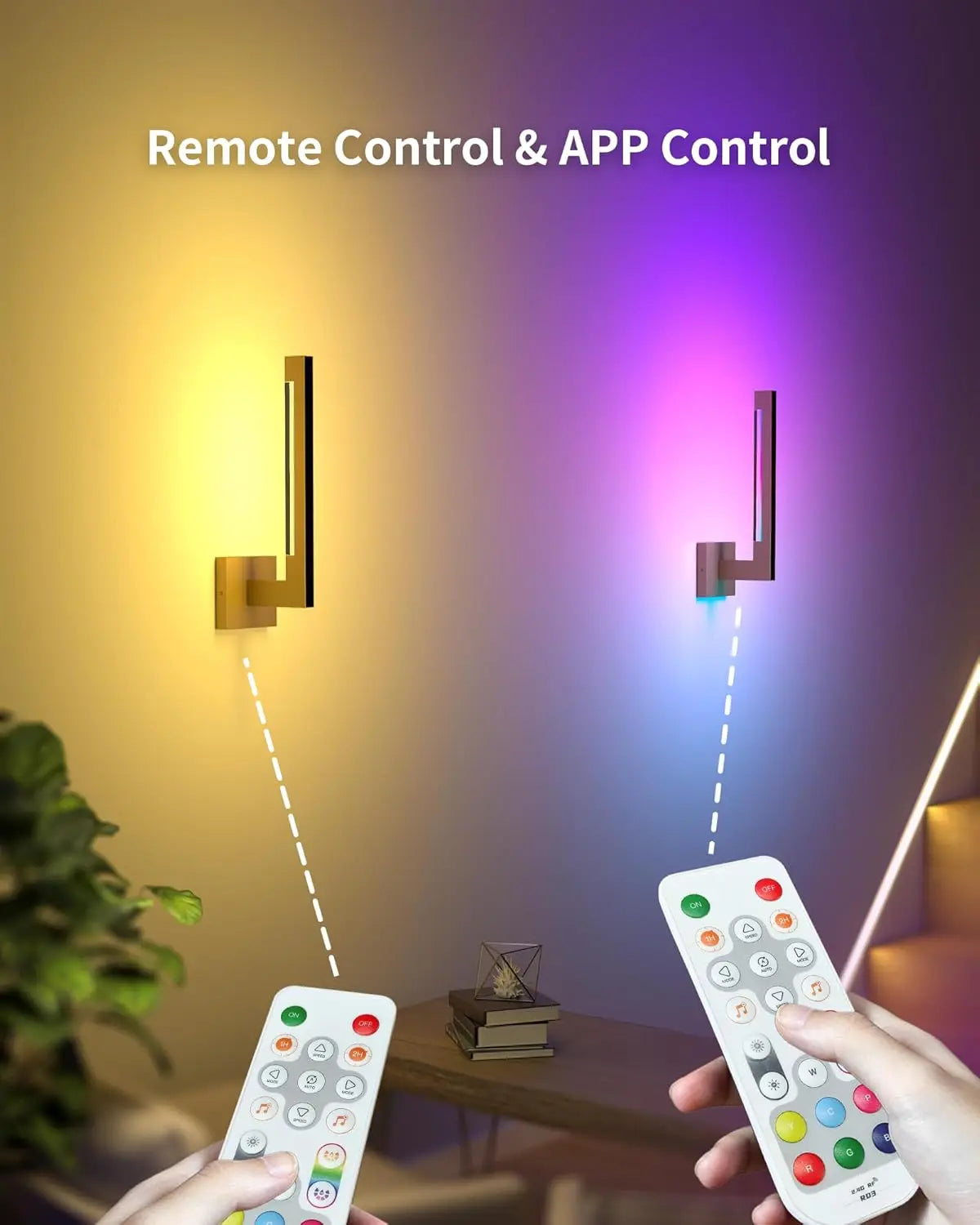 Modern Wall Sconces Dimmable RGB LED Wall Light with Remote for Living Room Bedroom