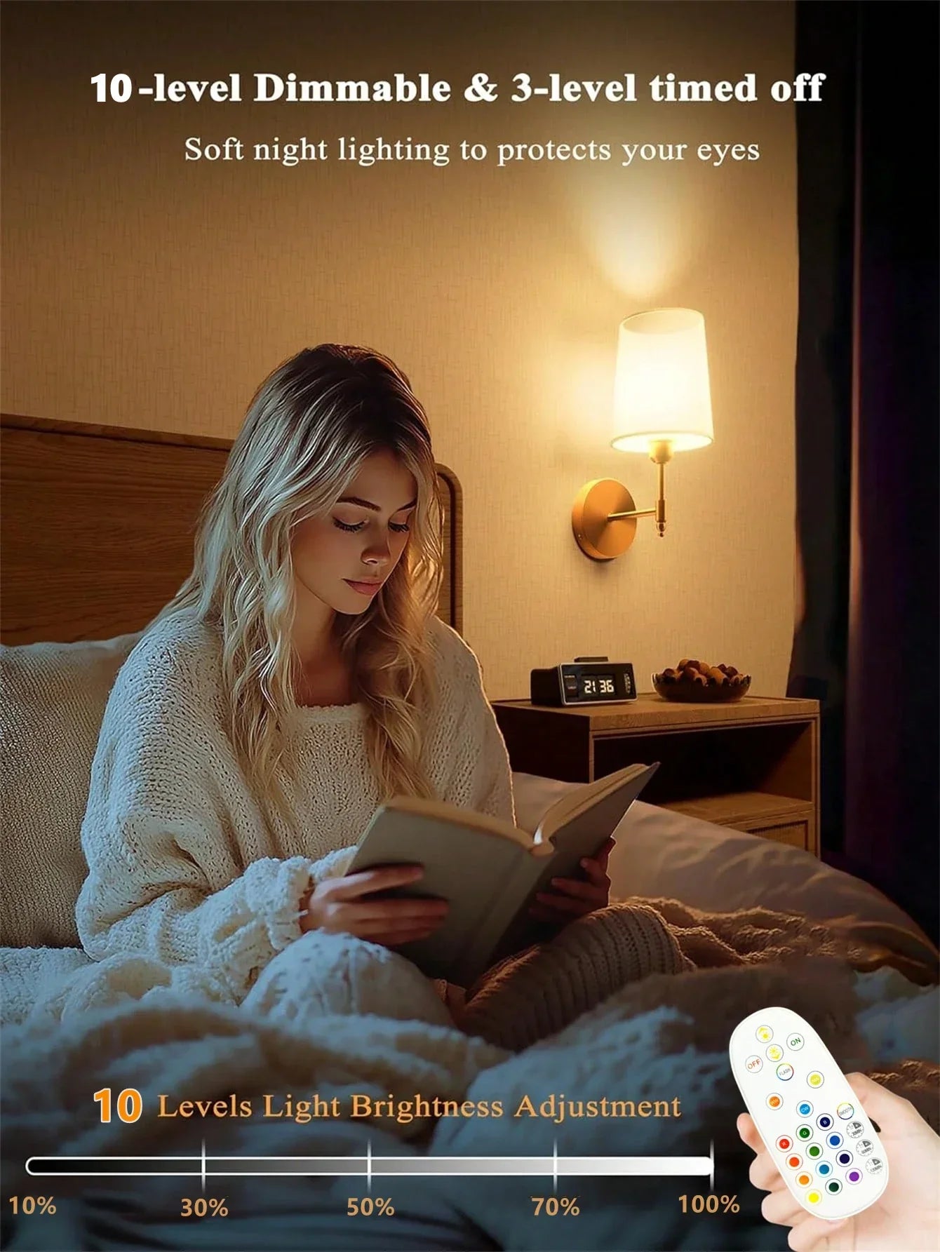 Wireless Wall Lamp – Rechargeable RGB Battery Light with Remote for Bedroom Decor
