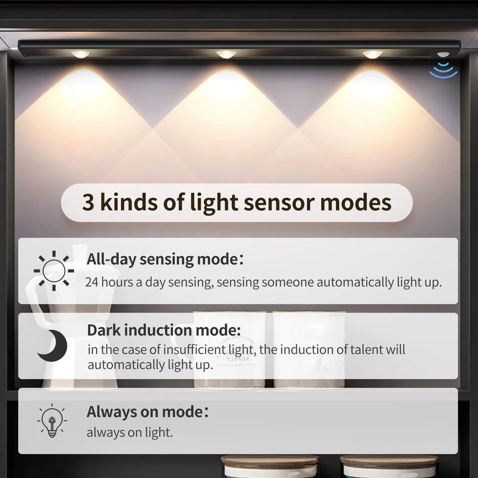 Motion Sensor Light Wireless USB LED Night Light for Under Cabinet Lighting