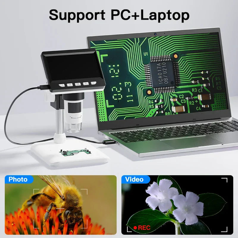 4.3 Inch IPS USB Digital Microscope 1000X Coin Soldering Repair Camera