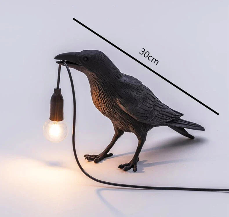 Crow Bird Wall Lamp – Resin Bedside Night Light for Bedroom & Living Room Decor