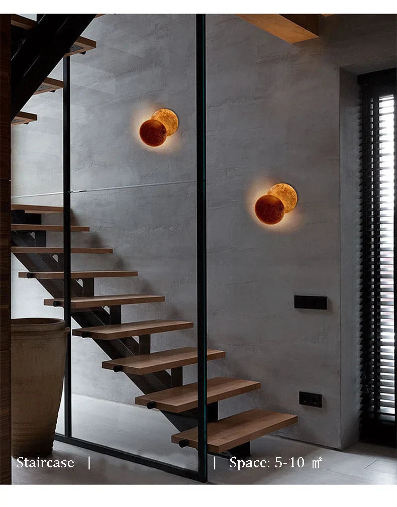 Solar Eclipse Wall Light – Moon Design Vintage LED Sconce for Bedroom & Stairs