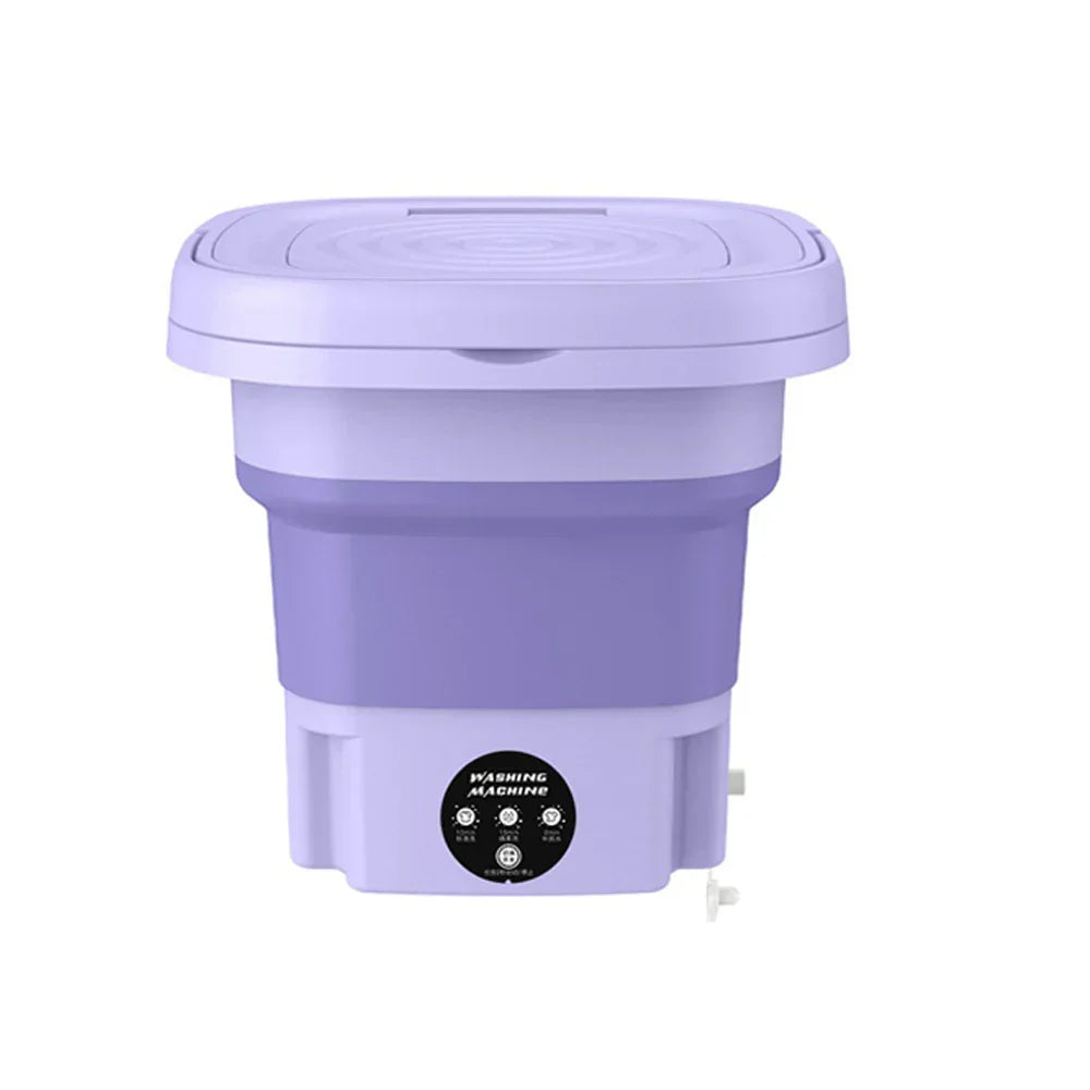 8L Portable Foldable Mini Washing Machine with Spin Dryer for Socks Underwear