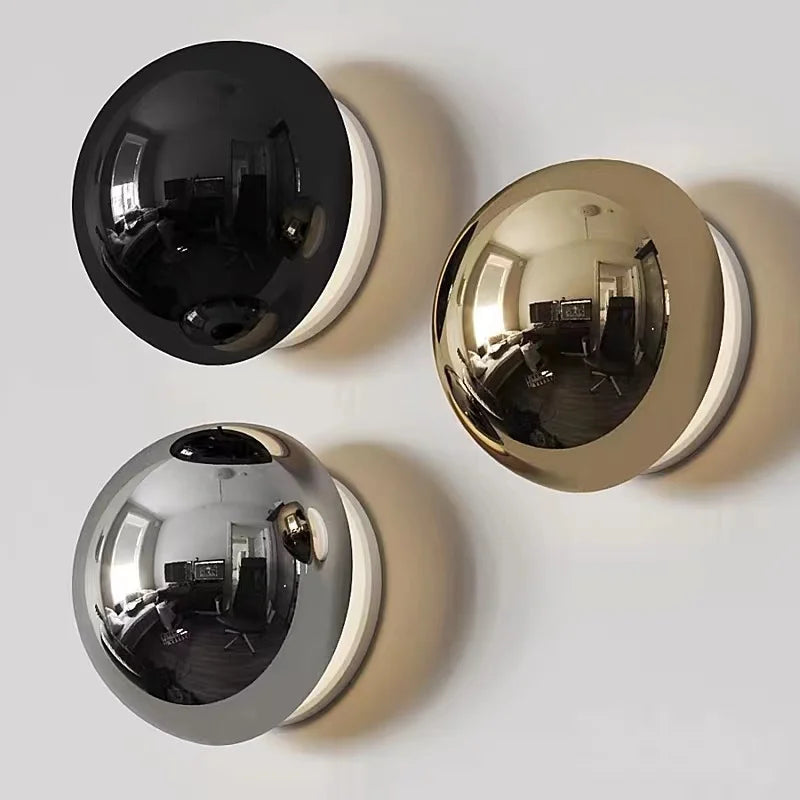 Nordic Silver Wall Lamp Minimalist Circular LED Light for Bedroom Hallway Stairs