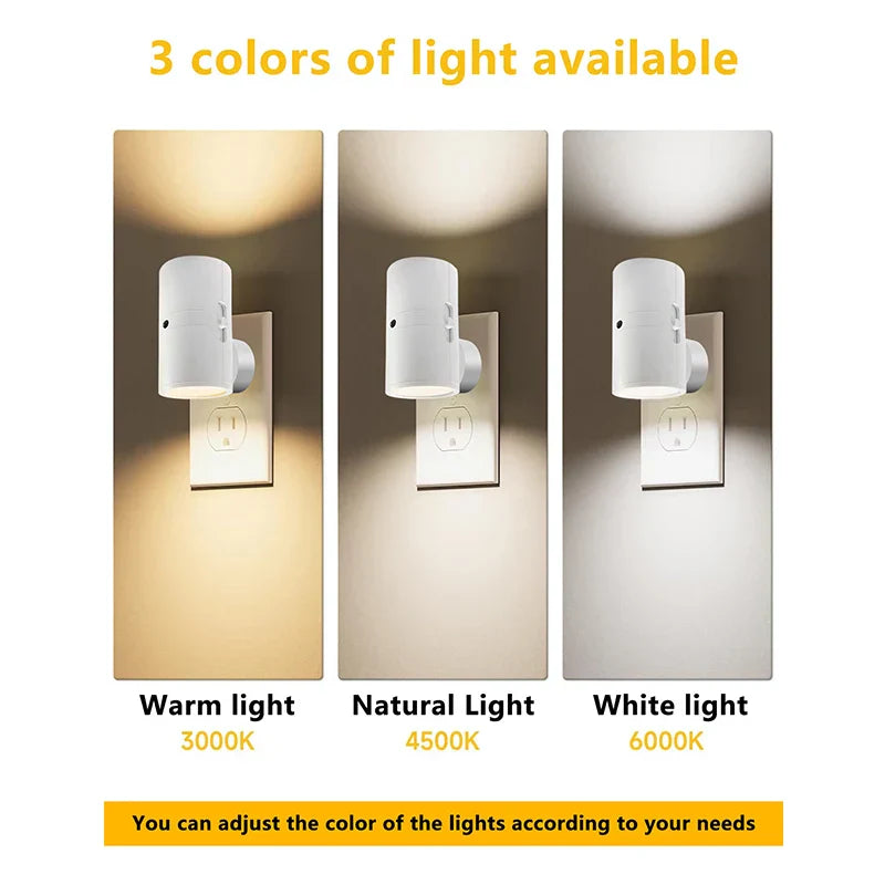 Plug In Night Light Dusk to Dawn Sensor Adjustable Brightness Stair Hallway