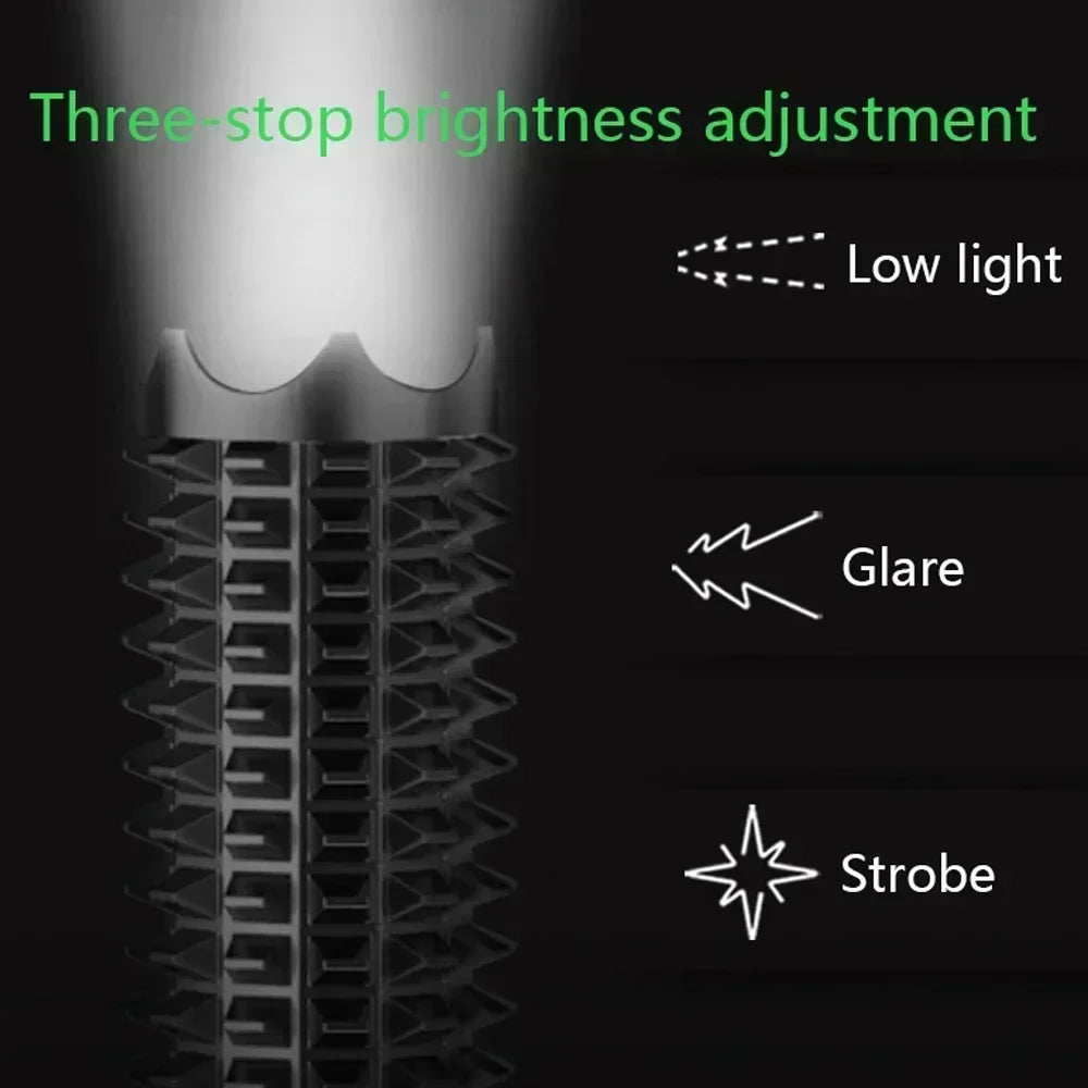 Heavy-Duty Telescopic LED Flashlight with Zoom Beam – Compact Utility Tool