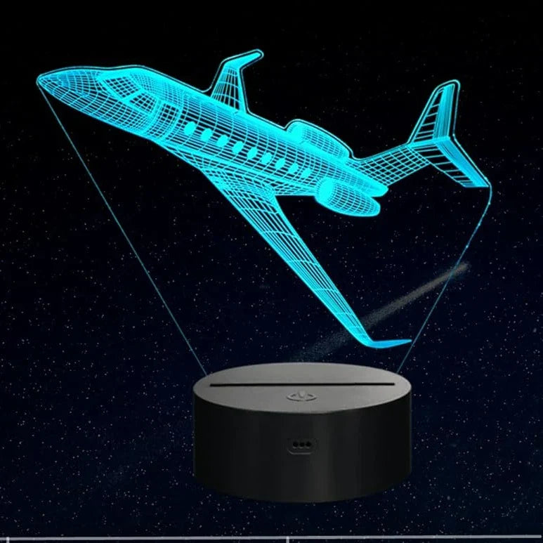 Airplane 3D LED Night Light Kids Bedroom Illusion Lamp USB Bedside Table Decor