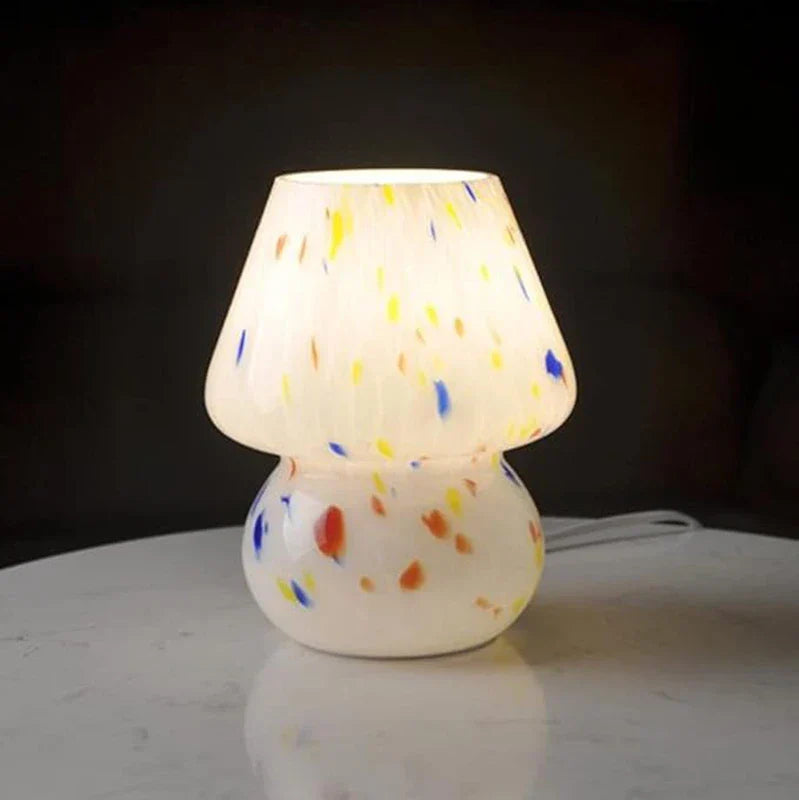 Nordic Mushroom Lamp Vintage Glass Bedside Night Light for Bedroom Living Room