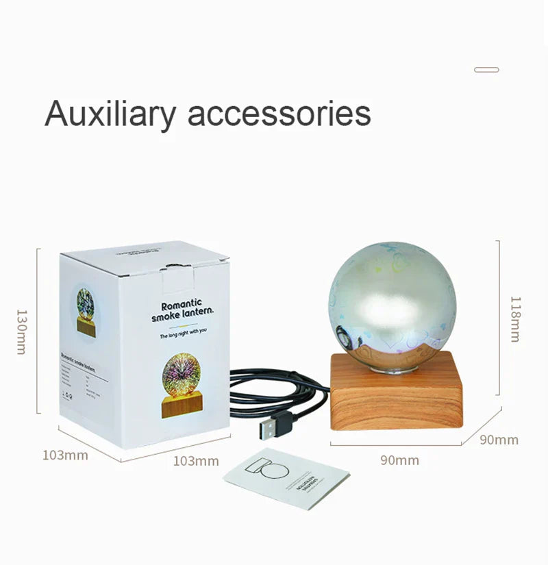 3D Firework LED Night Light Glass Ball Starry Sky Table Lamp Home Decor