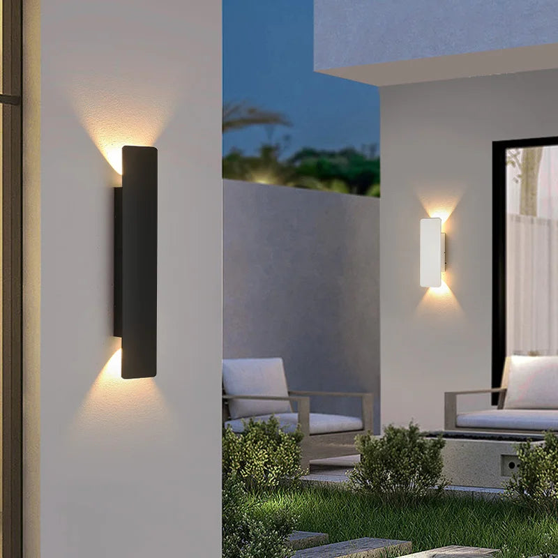 Outdoor Waterproof Wall Light – 18W LED Black Aluminum Exterior Lamp for Bedroom