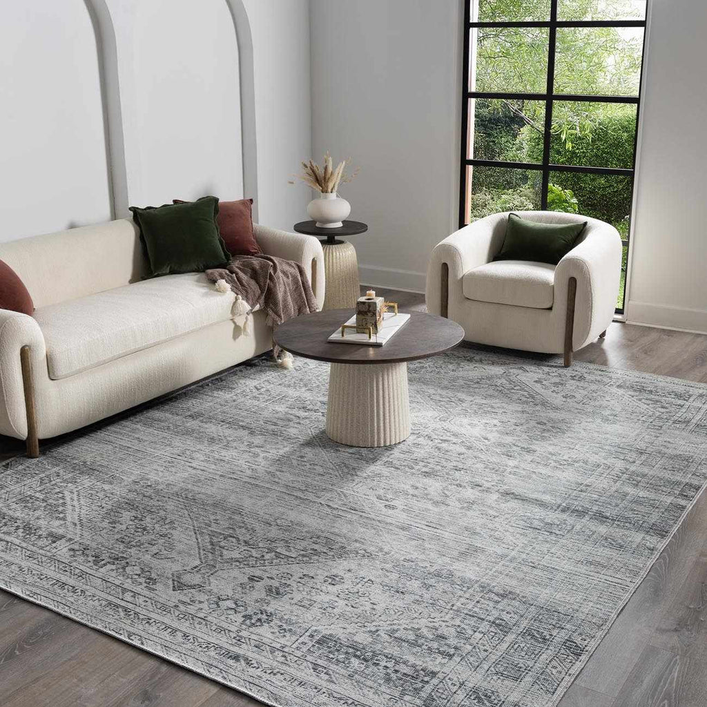 Barny Gray Blue Washable Rug - Clearance