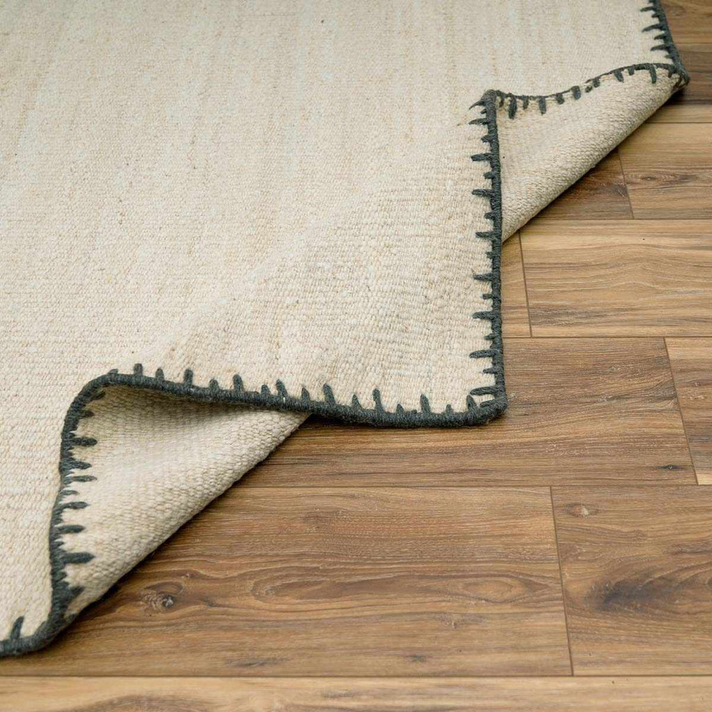 Ayumu Off White Hand Woven Wool Area Rug - Clearance