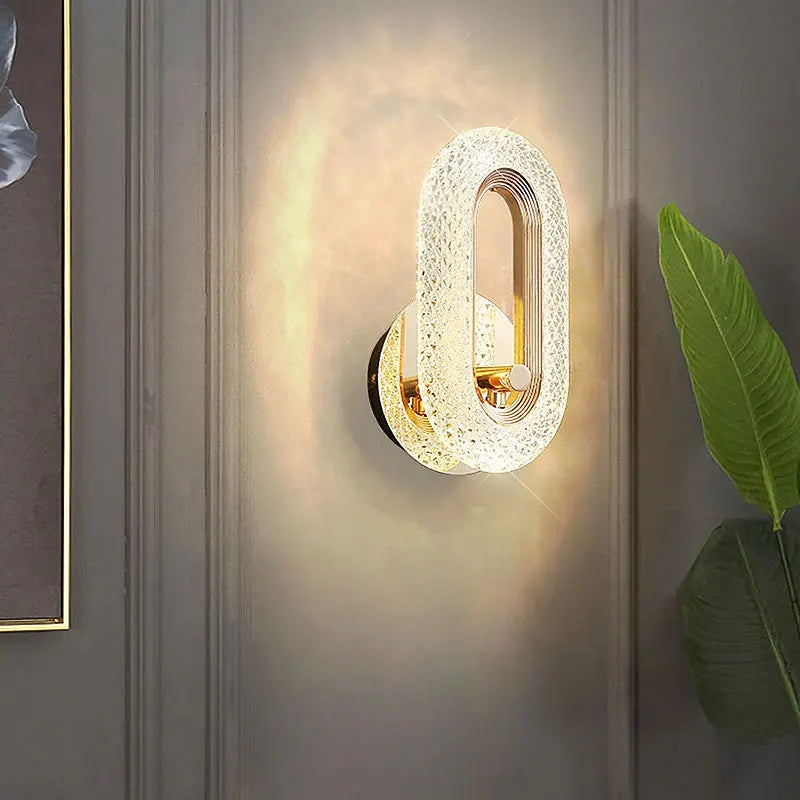 Modern Crystal LED Wall Light Round Oval Sconce for Bedroom Living Room