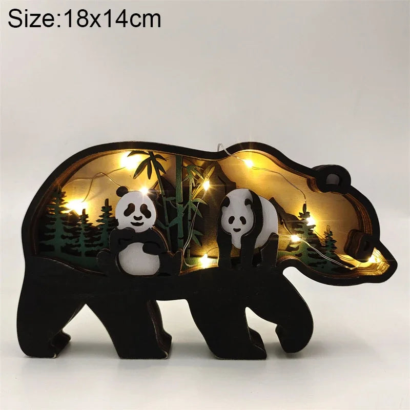 Wooden Animal LED Night Light Battery Table Lamp Kids Bedroom Decor Gift