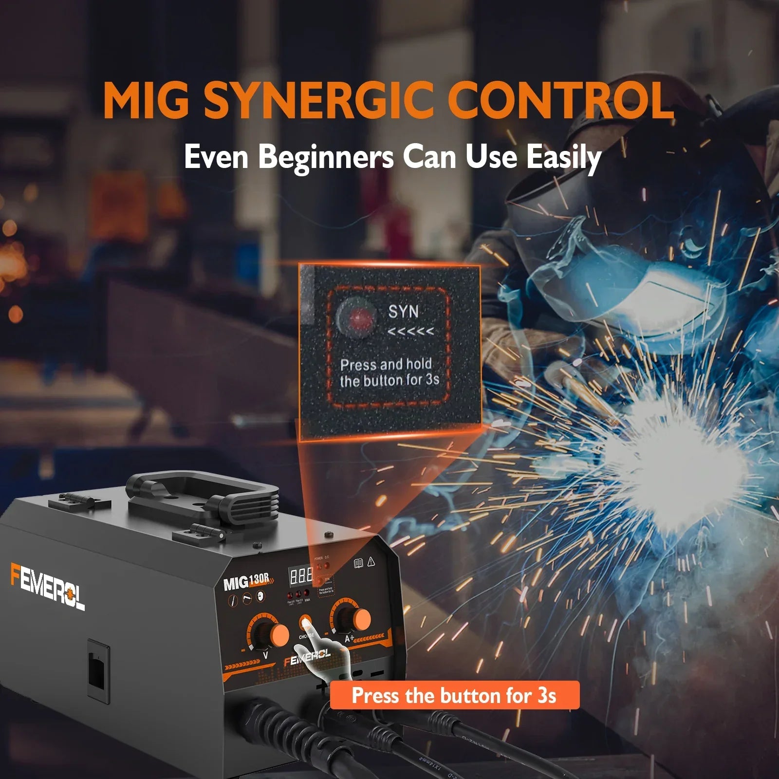 2-in-1 MIG Welder 130A Gasless Flux Core ARC IGBT Welding Machine for Home DIY