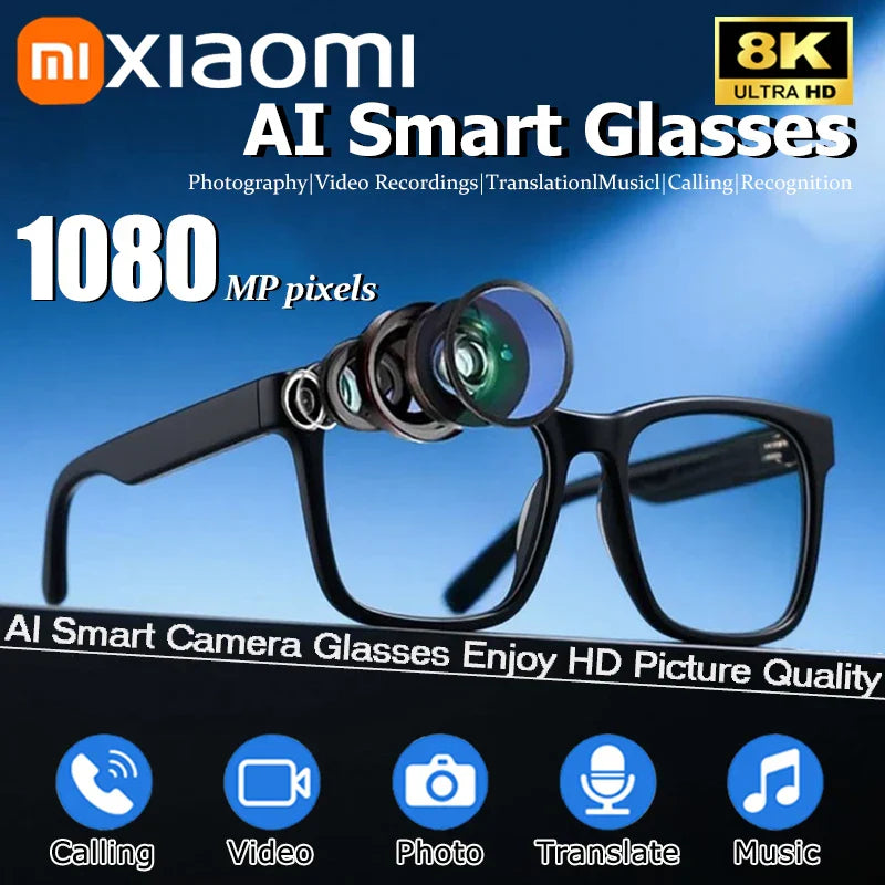 AI Smart Glasses Photochromic Camera Bluetooth Call Music Voice Assistant