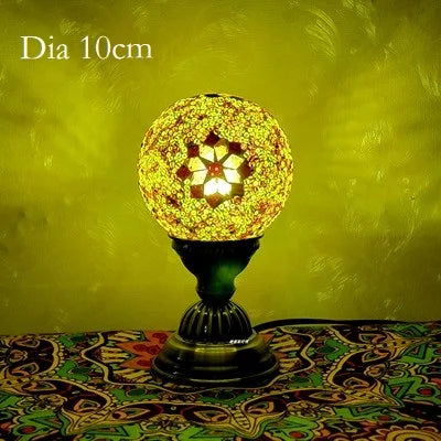 Turkish Mosaic Ball Table Lamp Handcrafted Art Deco Glass Romantic Bedside Light