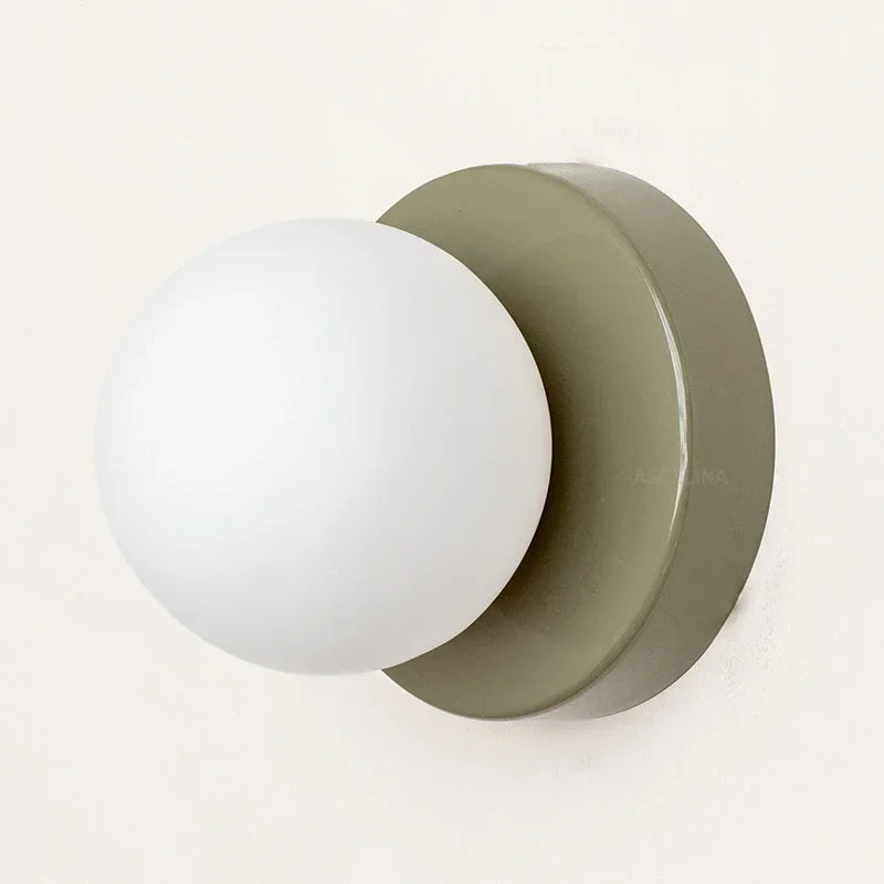 Nordic Glass LED Wall Lamp Orb Sconce for Bedroom Hallway Staircase