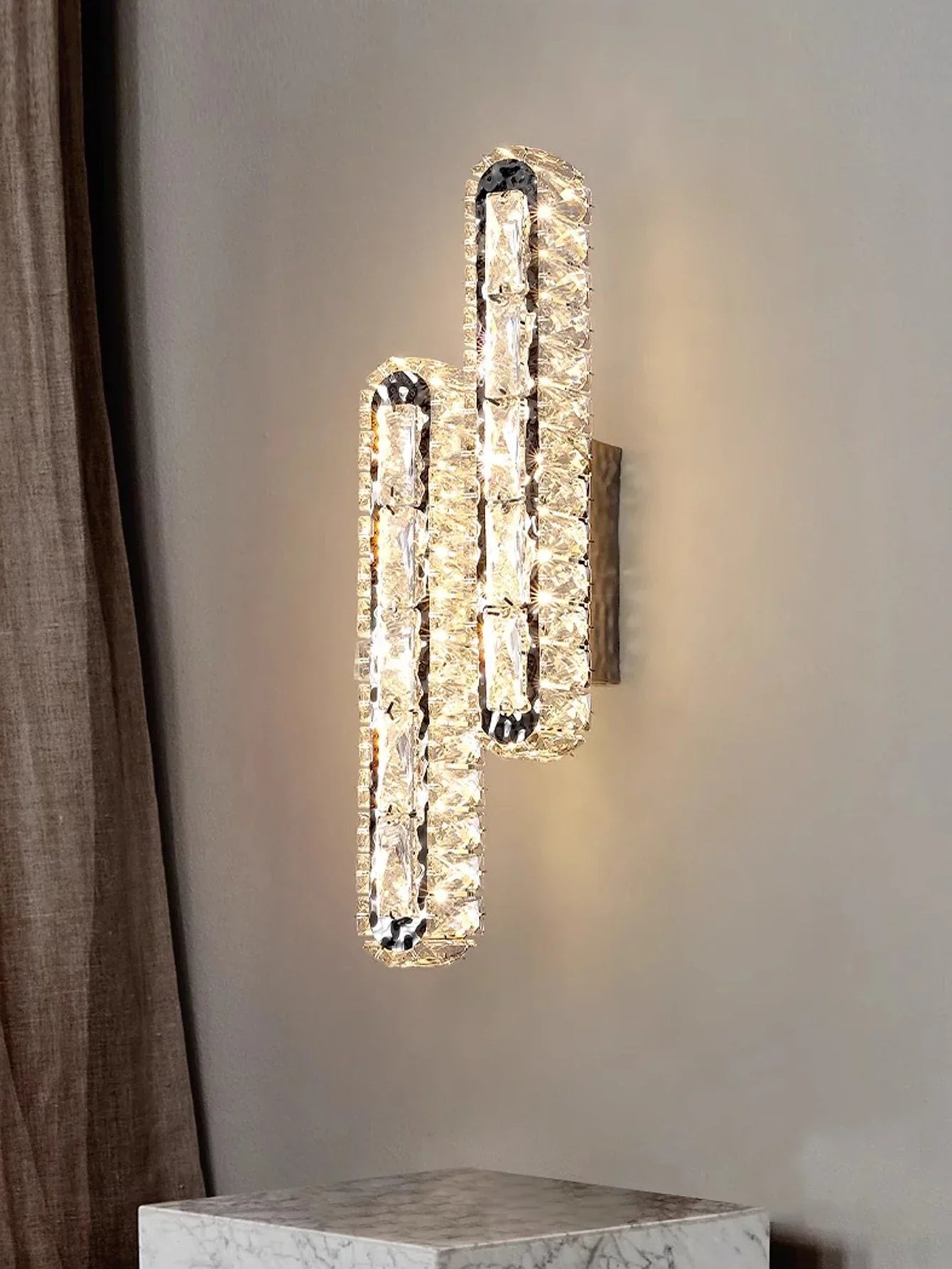 Crystal Strip Wall Sconce Gold Silver LED Living Room Bedside Corridor Light