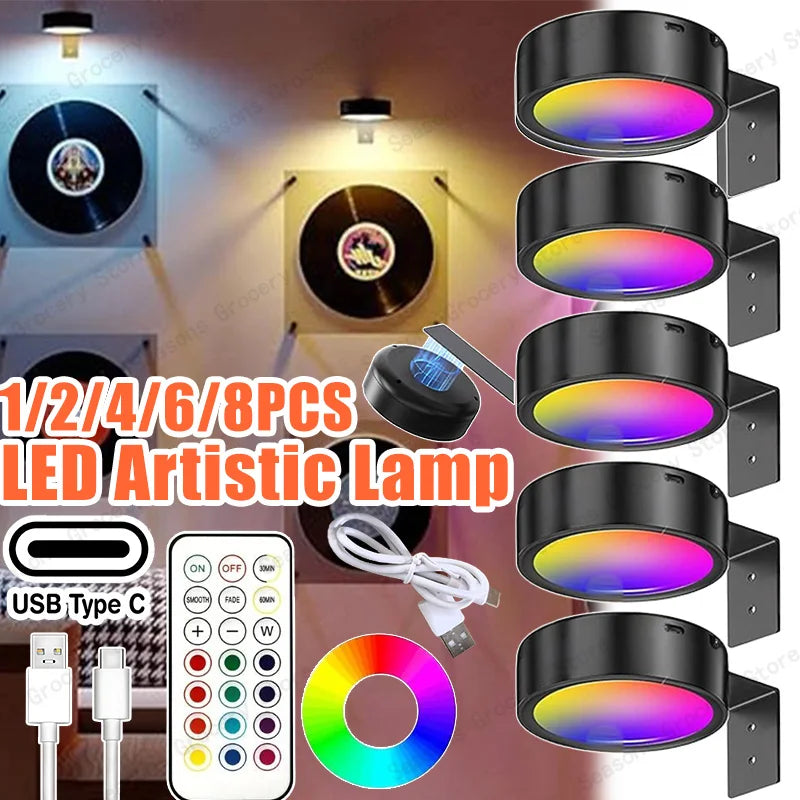 Magnetic RGB Wall Art Light USB Rechargeable Remote Dimmable LED Display