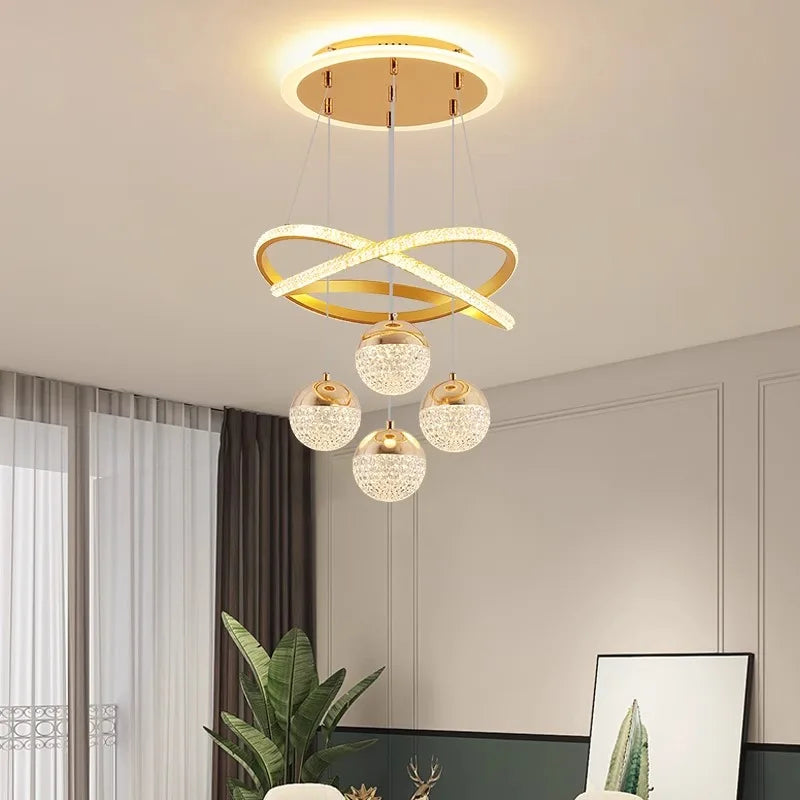 Modern Acrylic Crystal Chandelier Pendant Light LED Dining Bedroom Living Room