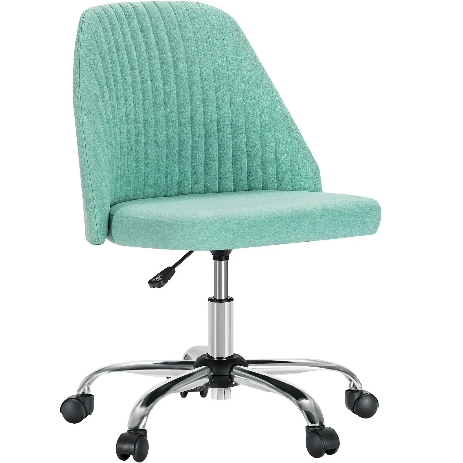 Armless Small Desk Office Chair Swivel Vanity Task Chair with Back and Wheels