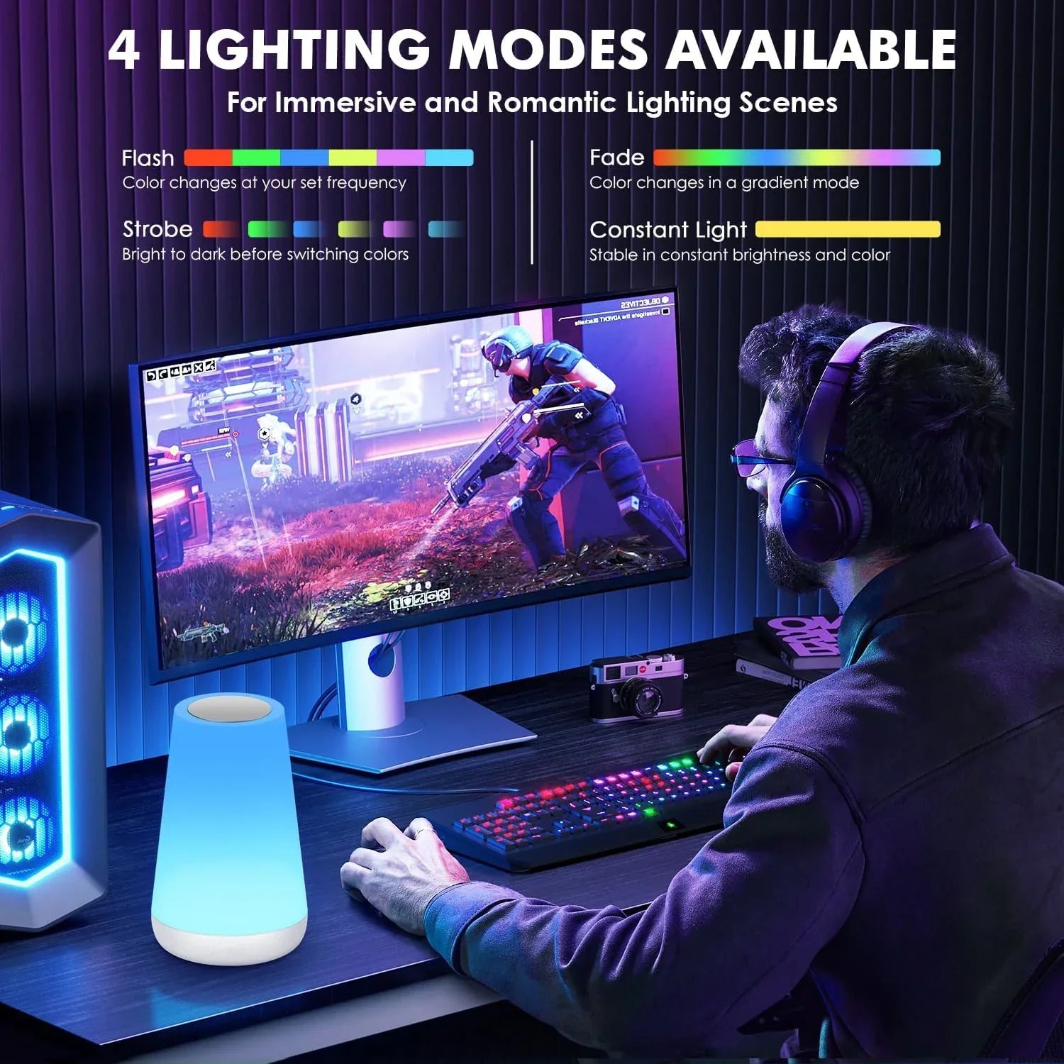 RGB Color Changing Night Light Touch Dimmable USB Rechargeable Lamp for Bedside