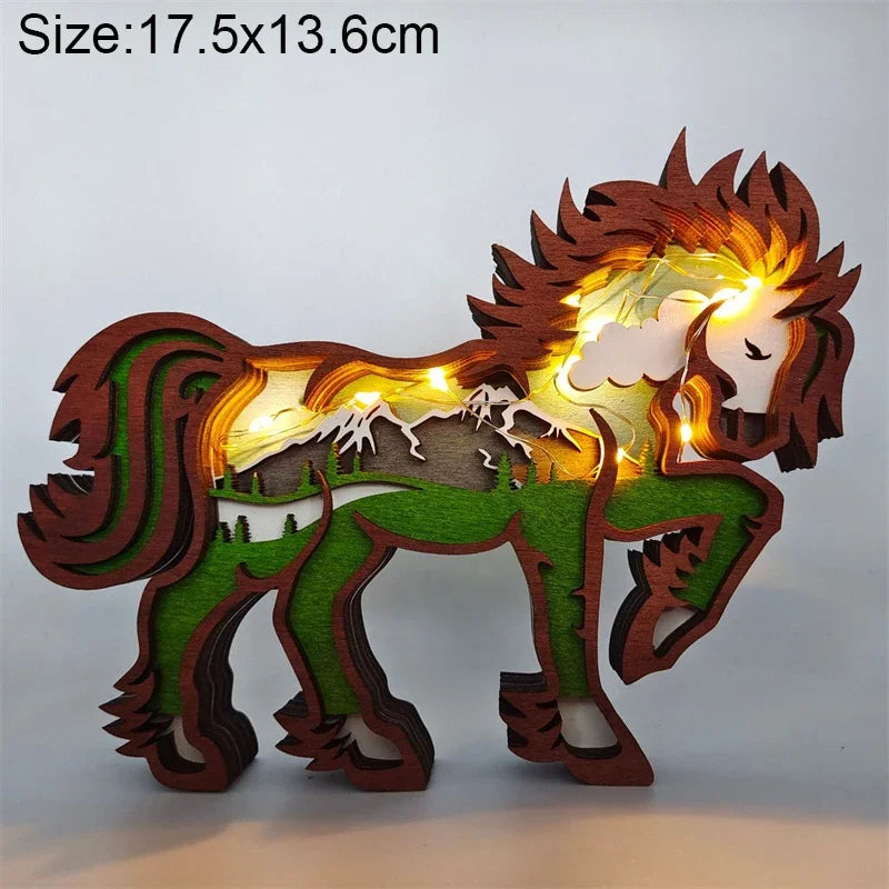 Wooden Animal LED Night Light Battery Table Lamp Kids Bedroom Decor Gift