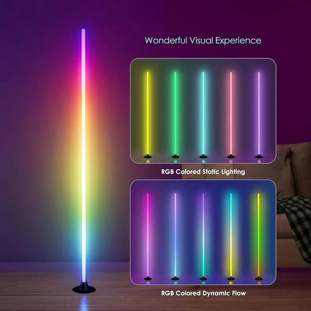 Smart RGB LED Floor Lamp App Control Music Sync Corner Light with Timer