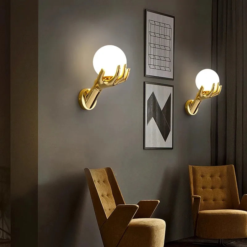 Indoor LED Wall Lamp Modern Resin Glass Bedside Wall Light Living Room Study