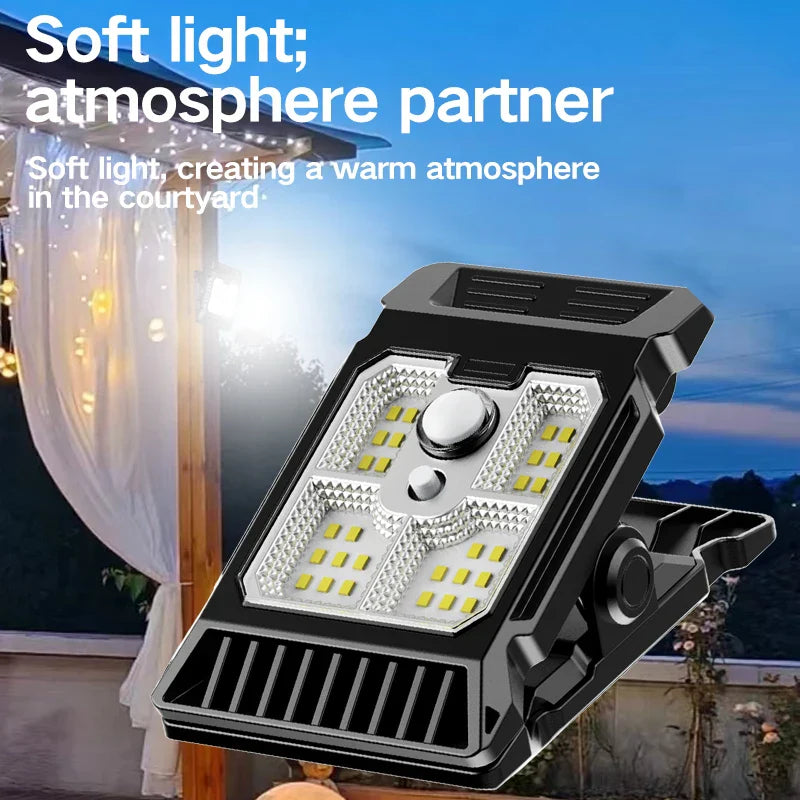 Solar Motion Sensor Garden Light Outdoor Courtyard Lawn Clip-On LED Lamp
