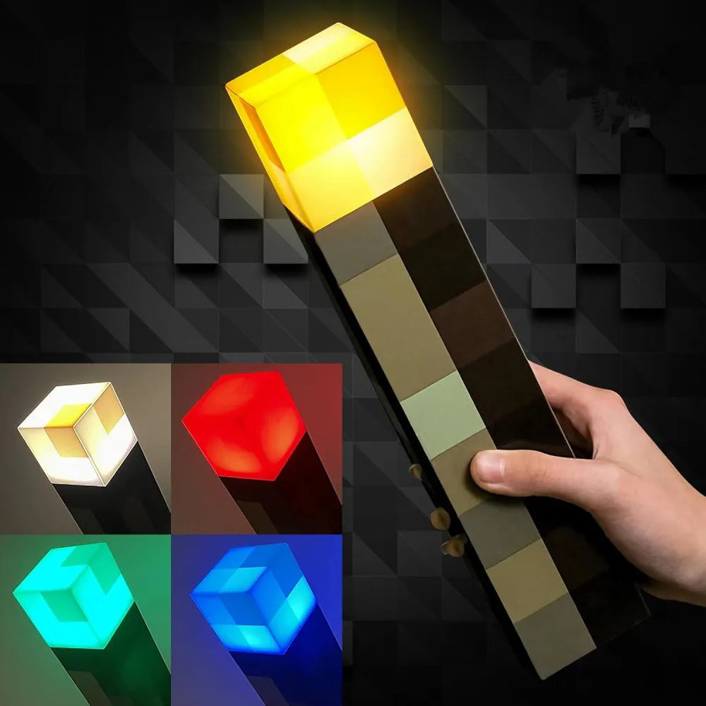 MC Game Torch Lamp LED Night Light 4 Colors USB Rechargeable Kids Bedroom Decor Gift