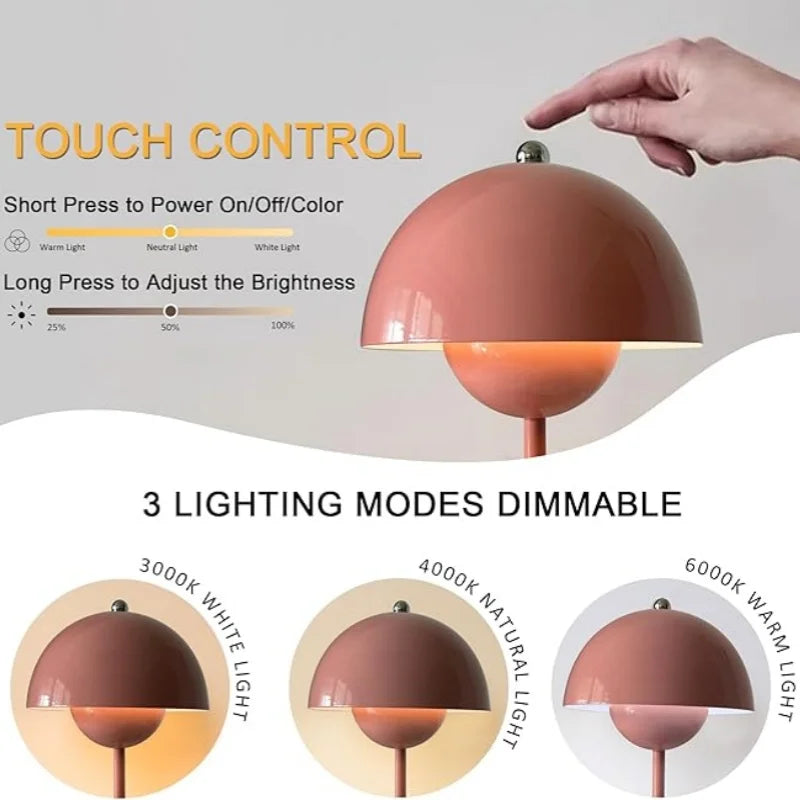 Modern Mushroom Night Light Touch Color Changing LED Bedside Lamp for Home Décor