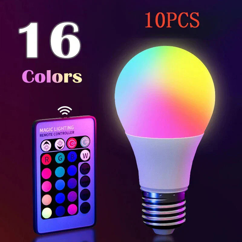 16 Color RGB LED Smart Bulb E27 Dimmable with Remote Multicolor Light