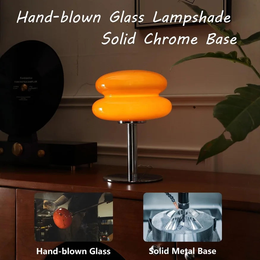 Macaron Glass Table Lamp 3-Color Dimmable LED Bedside Light for Bedroom Décor
