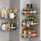 Stainless Steel Tension Shower Caddy Corner Shelf Bathroom Organizer Storage