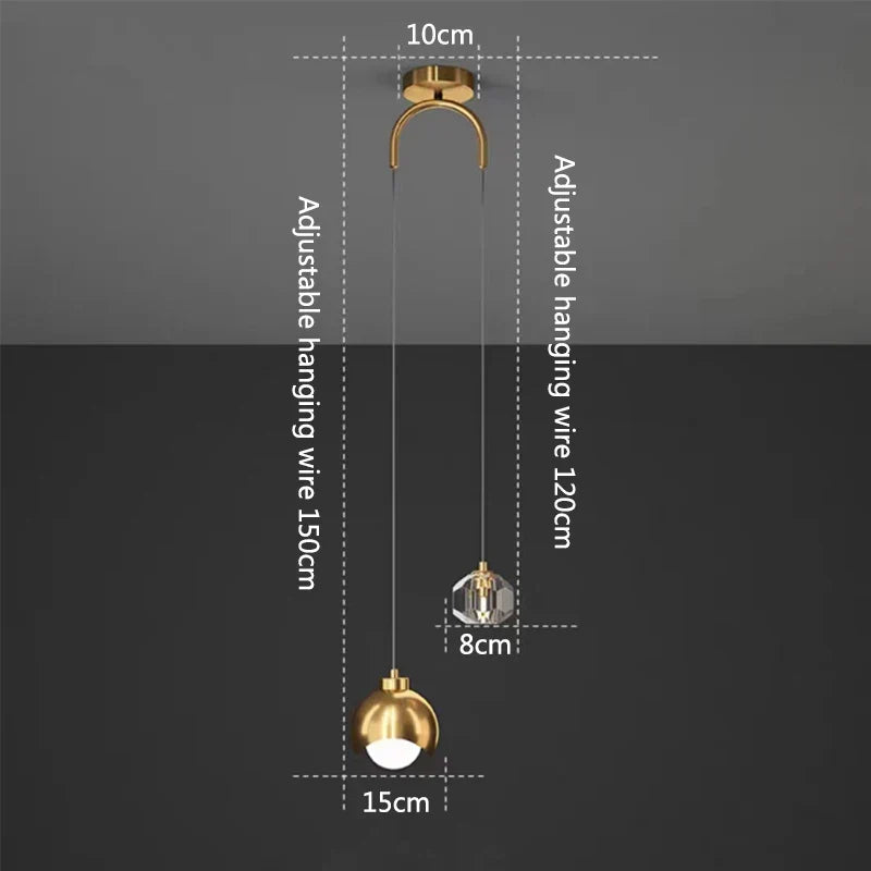 Modern Crystal Pendant Light Luxury Nordic Hanging Lamp Bedroom Living Room