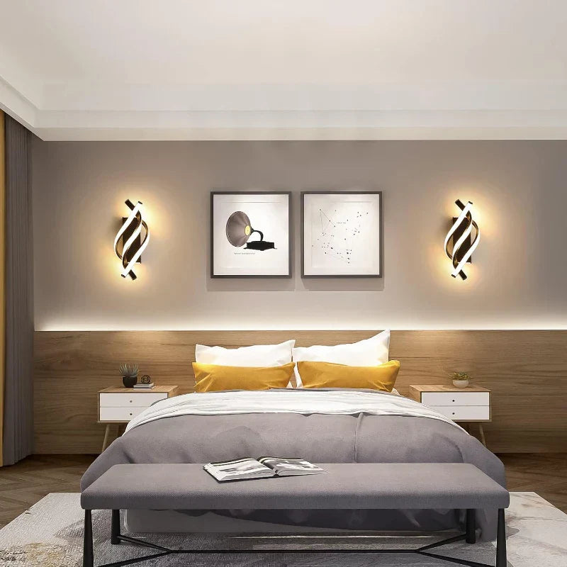 Curved Spiral LED Wall Lamp – Modern Light Fixture for Bedroom, Living Room, Hall