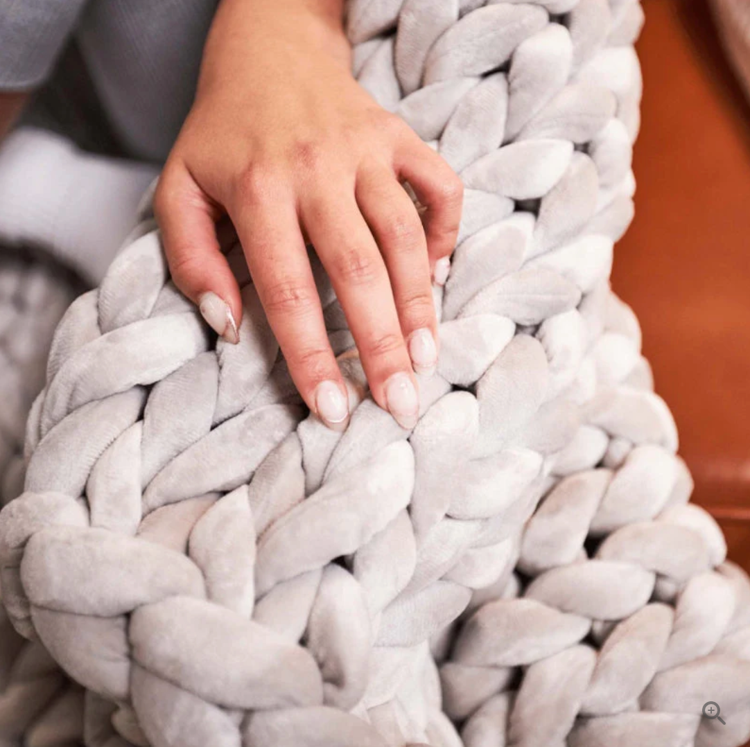 Hand Knitted Merino Wool Blanket Soft Chunky Throw All Season Cozy