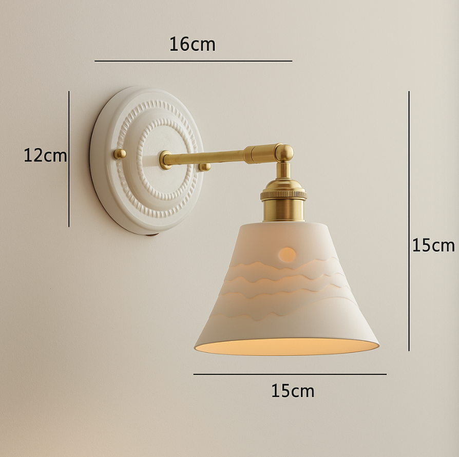 Vintage Japanese Ceramic Brass Wall Light E27 Hardwired