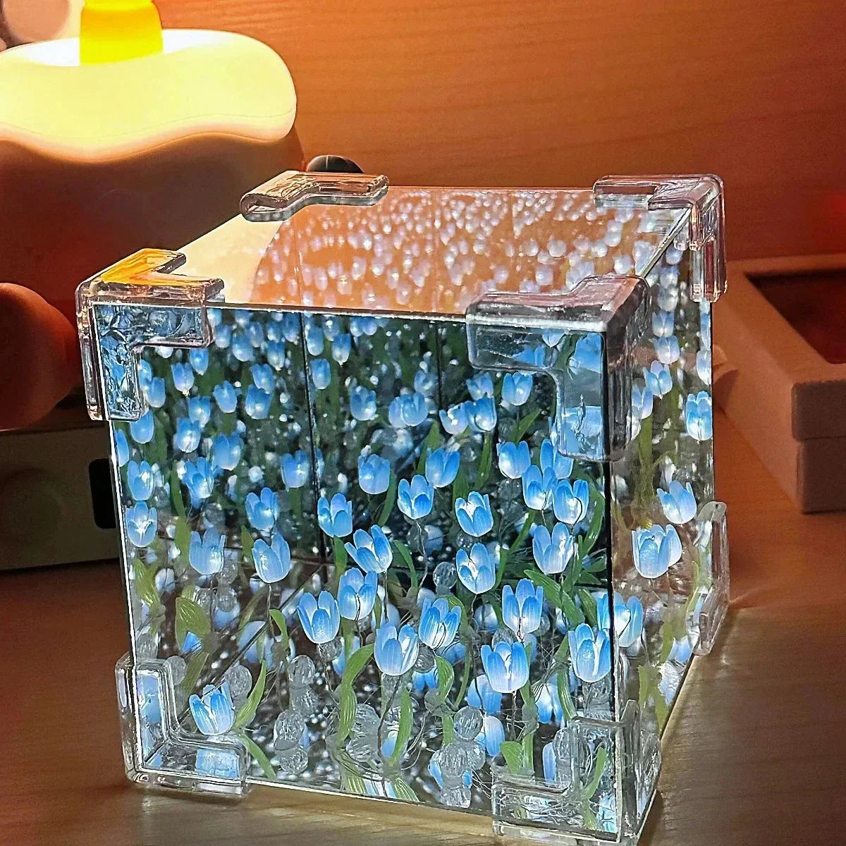 DIY Tulip Flower Night Light Kit Handmade Cube Lamp Aesthetic Room Decor Gift Set