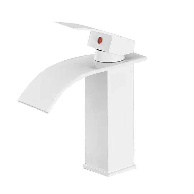 Black Waterfall Bathroom Faucet Basin Mixer Tap Single Hole Hot Cold Sink Tap