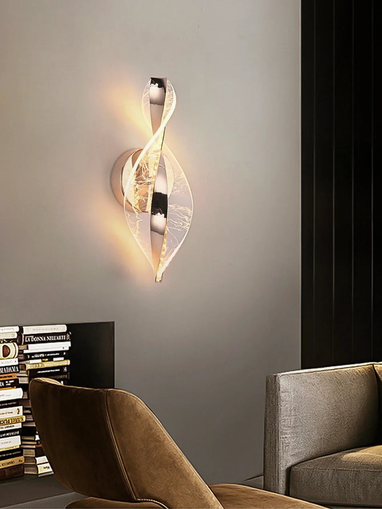 Modern LED Wall Lamp – Gold/Black Acrylic Light for Bedroom, Hallway & Living Room
