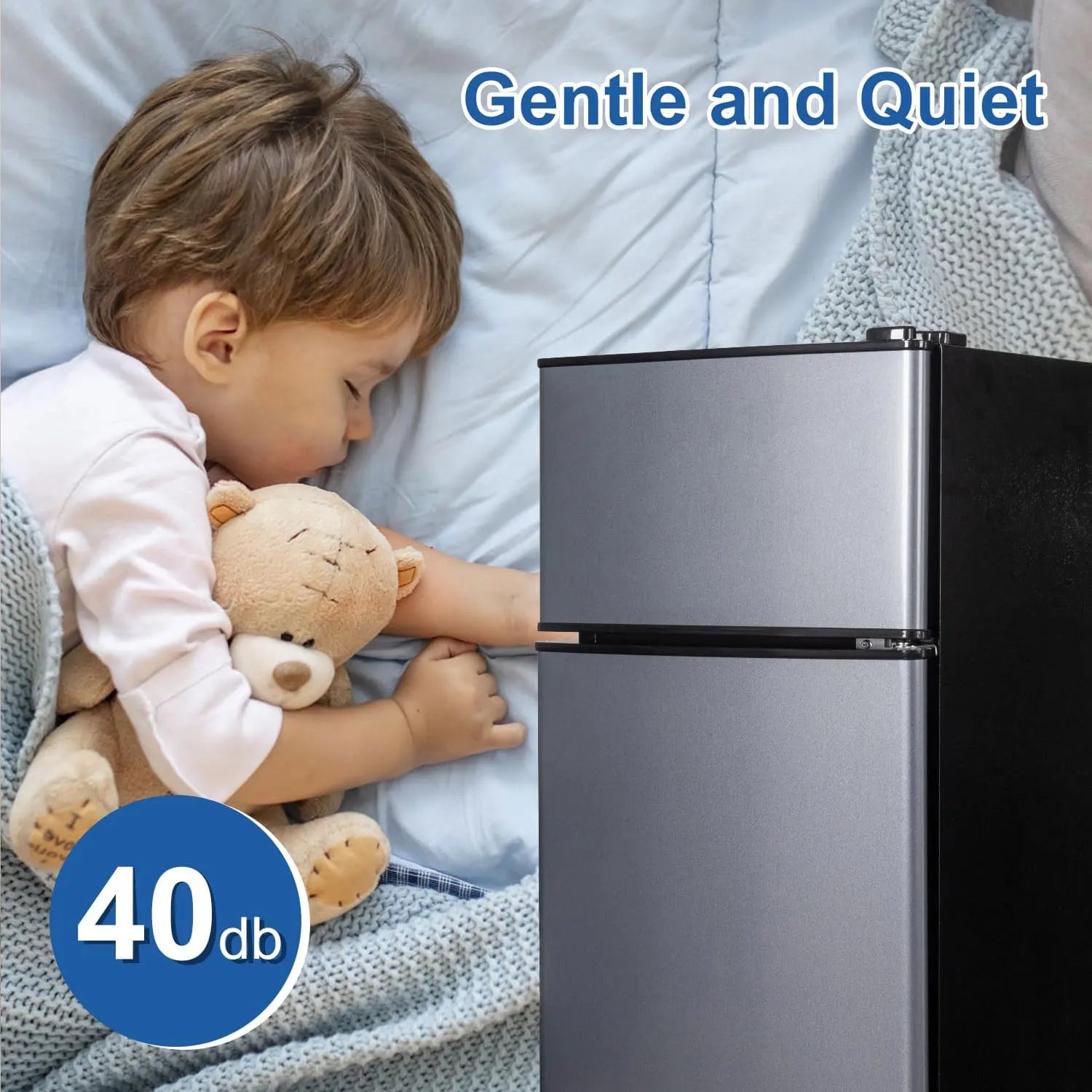 2.9 Cu.Ft Mini Fridge with Freezer Small Energy-Saving Double Door Refrigerator