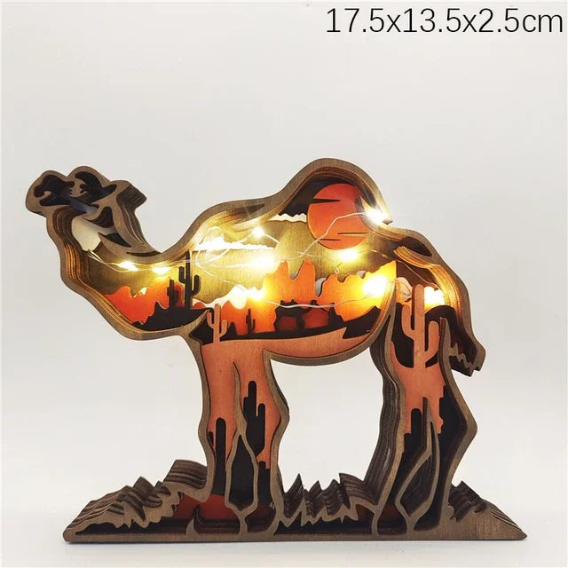 Wooden Animal LED Night Light Battery Table Lamp Kids Bedroom Decor Gift
