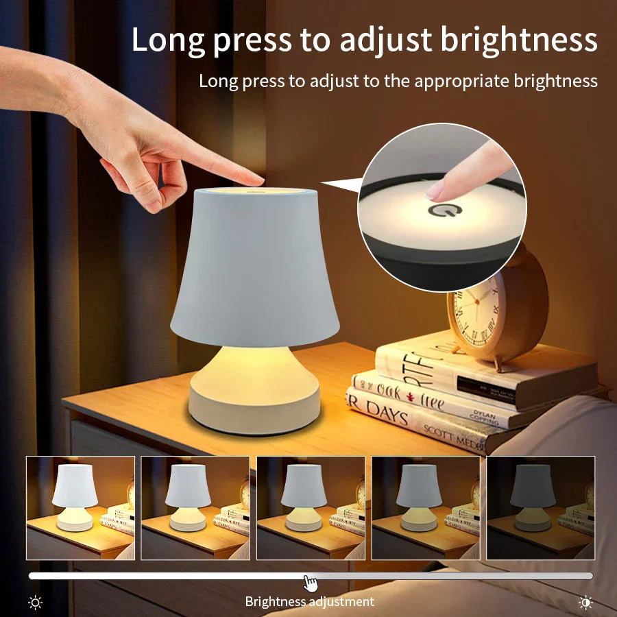 Rechargeable LED Desk Lamp 3-Color Adjustable Bedside Table Light Modern Decor