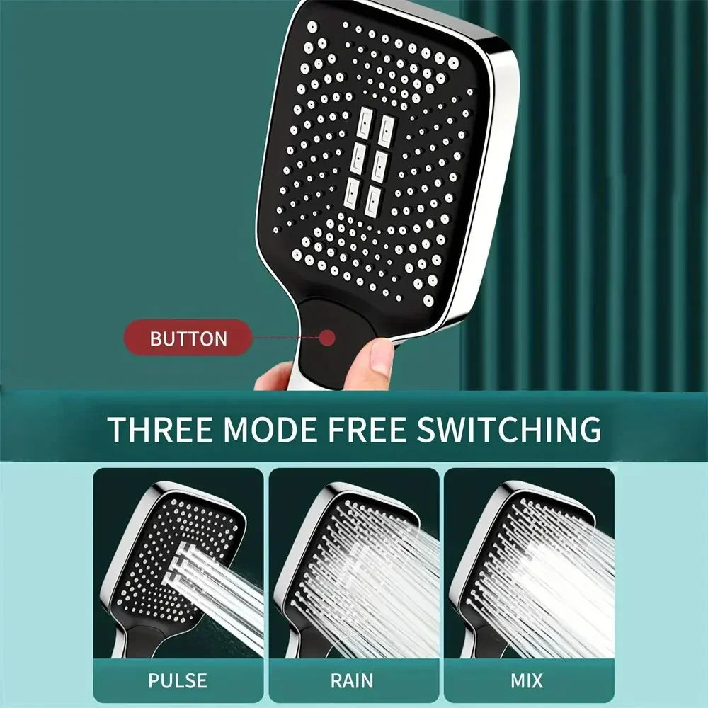 Adjustable Rainfall Shower Head 3 Mode High Pressure Water Saving Bathroom Mixer