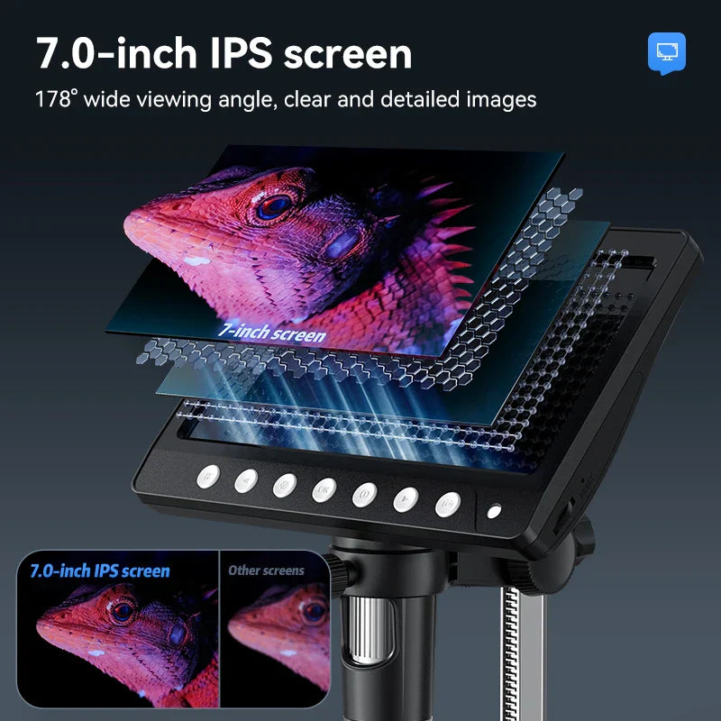 7 Inch IPS Digital Microscope 1200X HD USB Soldering Repair Camera
