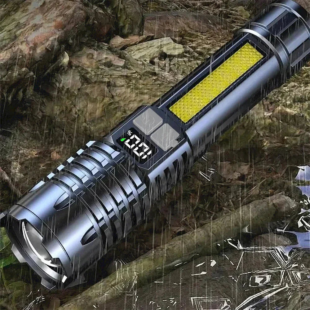 High Power LED Flashlight TYPE-C Rechargeable COB Torch Outdoor Camping Hiking Light
