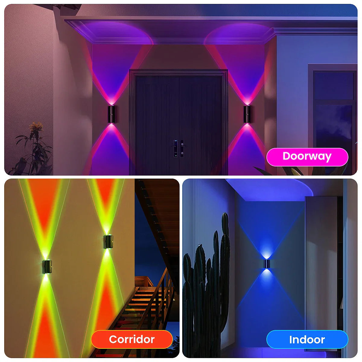 LED Motion Sensor Wall Light Rechargeable Cordless Up Down Lighting Indoor